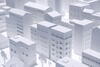 white models of buildings